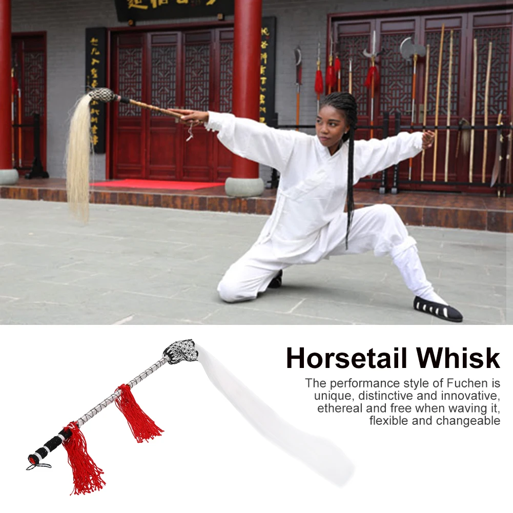 WuDang Tai Chi венчик высокого класса настоящий конский хвост деревянная ручка Taoism FUCHEN конский хвост