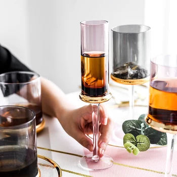 

Nordic wine glass Electroplated gold goblet champagne glasses cups Bar Hotel party Water cup Drinkware glass cup
