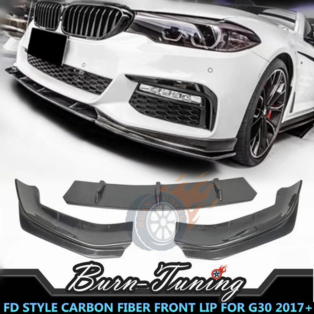 

3PCS FD Style Carbon Fiber Front Lip For BMW 5 Series G30 G31 G38 530i 540i M Sport 2017-2019 Spoiler Upper Bumper Splitter