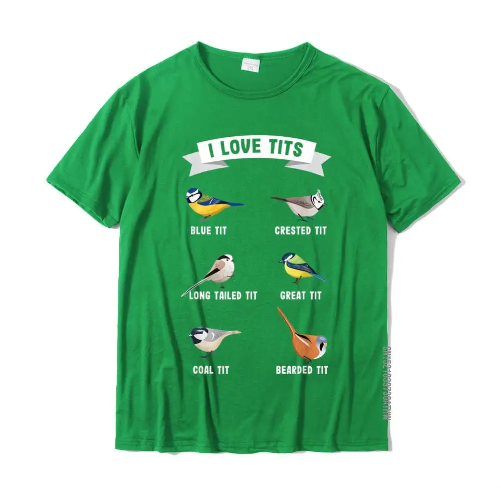 Unique Short Sleeve Tops Shirt Autumn Crewneck 100% Cotton Men T-shirts Funny Unique Tee-Shirt Cute Wholesale Funny bird watching gift for Ornithologist I love tits! T-Shirt__MZ14845 green