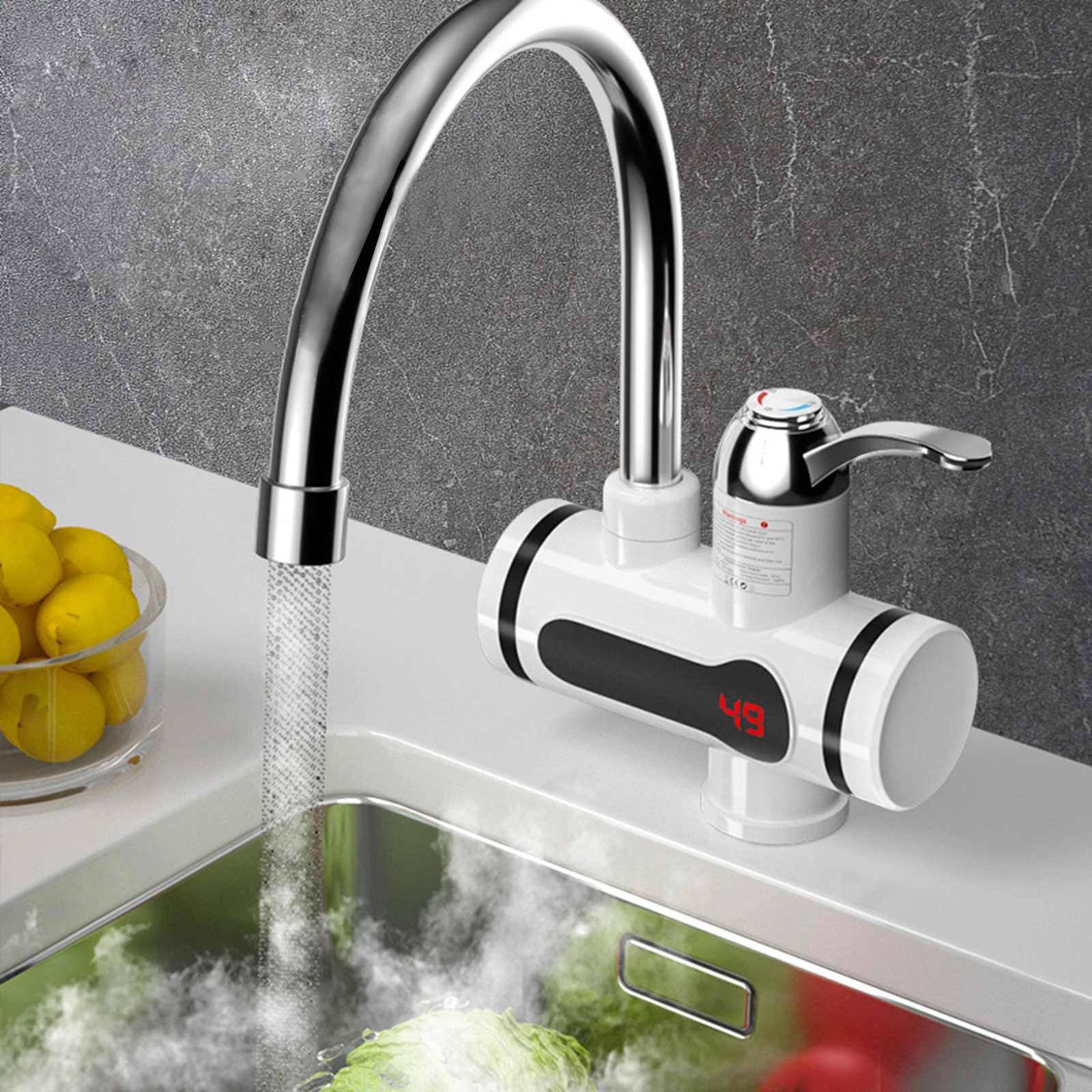 Grifo de cocina de inoxidable, llave eléctrica de agua caliente, giratoria de 360 grados, para baño y cocina|Grifos de cocina| - AliExpress