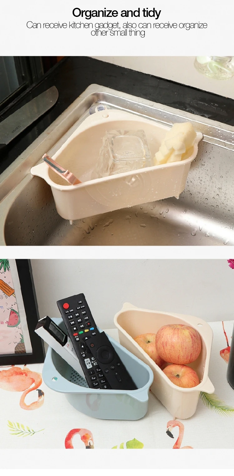 Kitchen Sink Multifunctional Storage Rack Washing Bowl Sponge Drain Rack High Quality Plastic Free Punch Kitchen Fruit Organizer (6)