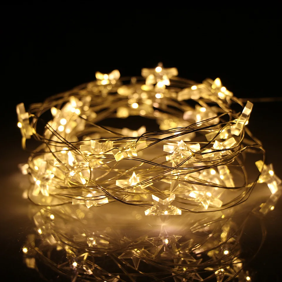 Star LED String Lights Christmas Xmas Tree Decor Wedding Party Decoration Garland Drop Ornaments Home Room Hanging Lamps | Дом и сад