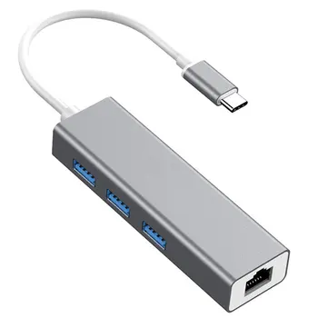 

USB 3.1 USB-C Type C 10/100Mbps Gigabit Ethernet Rj45 Lan Adapter with 3 USB 3.0 Network Card for MacBook