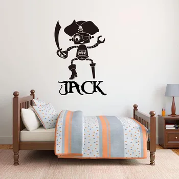 

Custom Name Pirate Swords Robot Wall Sticker Bedroom Boy Room Personalized Name Pirate Robot Wall Decal Kids Room Vinyl Decor