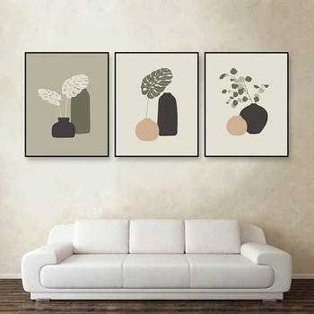 

Abstract Tropical Plants Leaves Canvas Wall Painting Geometry Art Nordic Poster and Prints Modern Picture for Living Room Decor