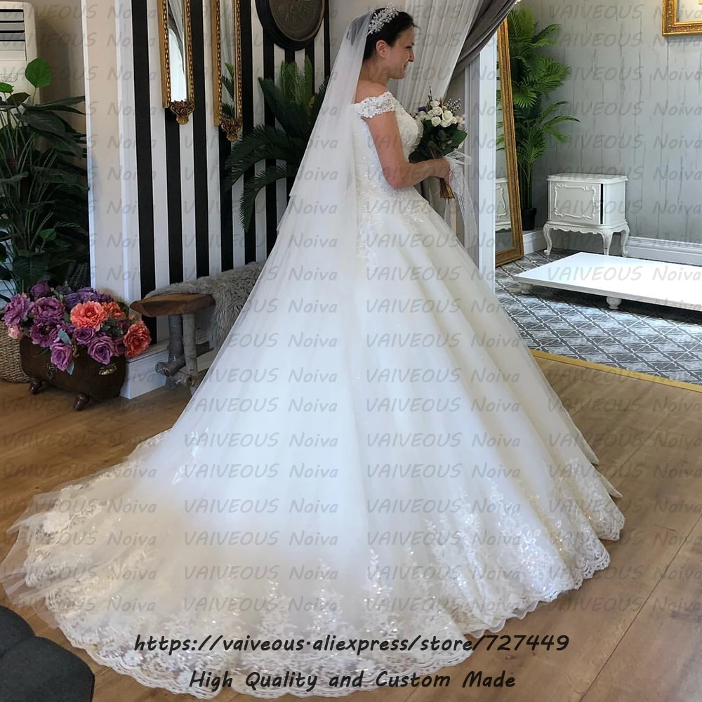 Vestidos de novia белое кружевное свадебное платье большого размера с открытыми плечами бальное свадебное турецкое платье gelinlik nikah elbiseleri