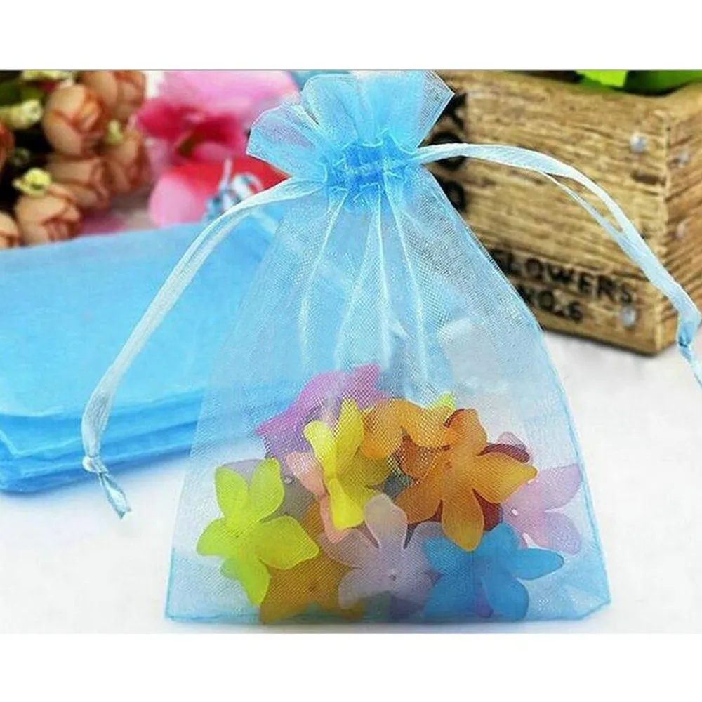 

100Pcs Organza Bag Jewelry Packaging Gift Candy Wedding Party Goodie Packing Favors Pouches Drawable Bags Present Sweets Pouches