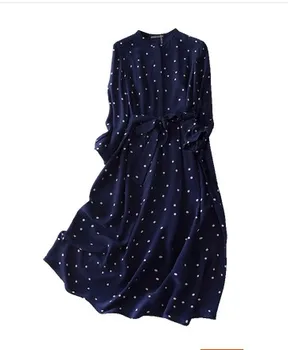 

Vintage Hepburn print silk belt dress 2020