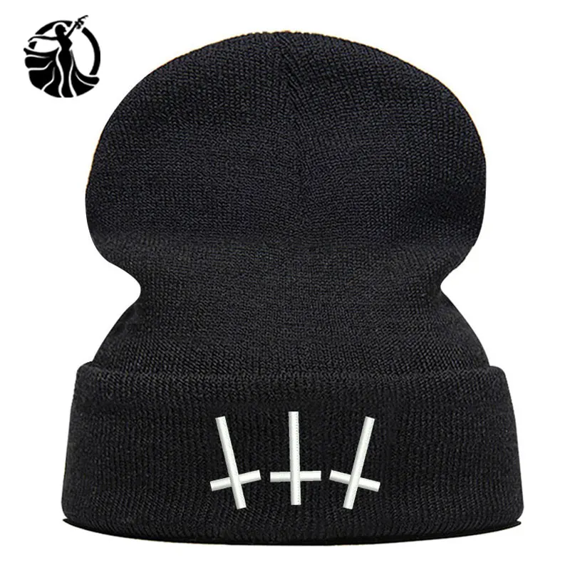 Beanie шляпа Skullie шапка, вязаная шапка-носок зима-осень вышивка в стиле панк Для мужчин Для женщин подростков уличных танцев забавные по заказу покупателя хип-хоп-крест