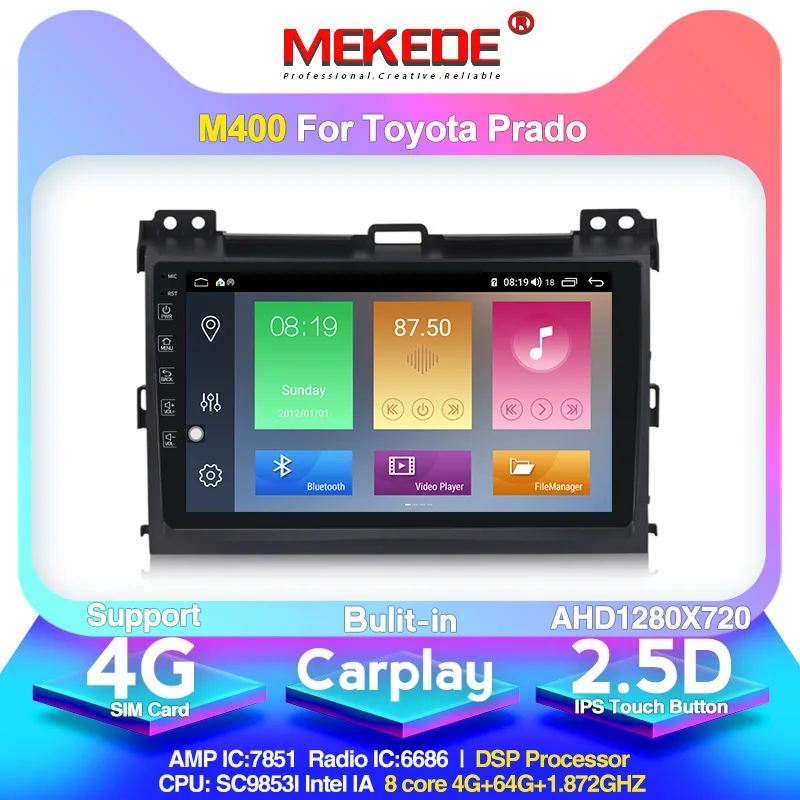 64G MEKEDE Android10.0 Восьмиядерный 4G ram автомобильный радиоприемник для Toyota Land Cruiser Prado 120 2004-2009 автомобильный радиоприемник gps навигация wifi плеер - Цвет: 64G