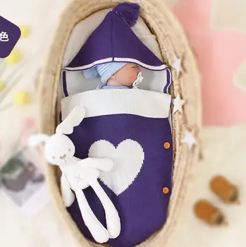 

Winter Sleeping Bags Envelope Newborn Baby Stroller Sleepsack Hooded Knit Warm Infant Footmuff Wheelchair Slaapzak 16colors
