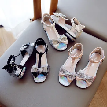 

Girls Sandals 2020 Summer New Princess Shoes Glitter Leather Kids Sandals Rhinestones Shoes Fashion Girls Children Sandals D346