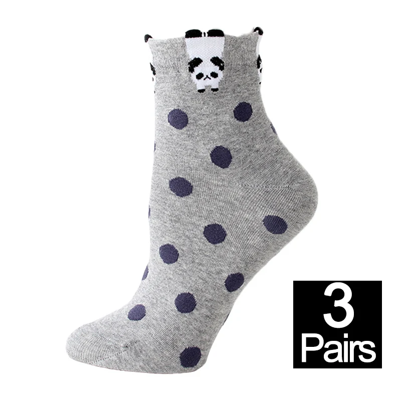 J 3pairs Женские хлопковые носки Харадзюку, милые Носки с рисунком, kawaii, пятнистые носки, комплект, весна-лето, носки с принтом животных, 3 пары/партия,# F - Цвет: J 3pairs