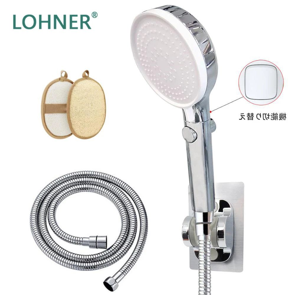 

2020 Sale High Pressure Button Handheld Shower Head Set Switch Controller 3-Settings Water Saving Showerhead with Hose