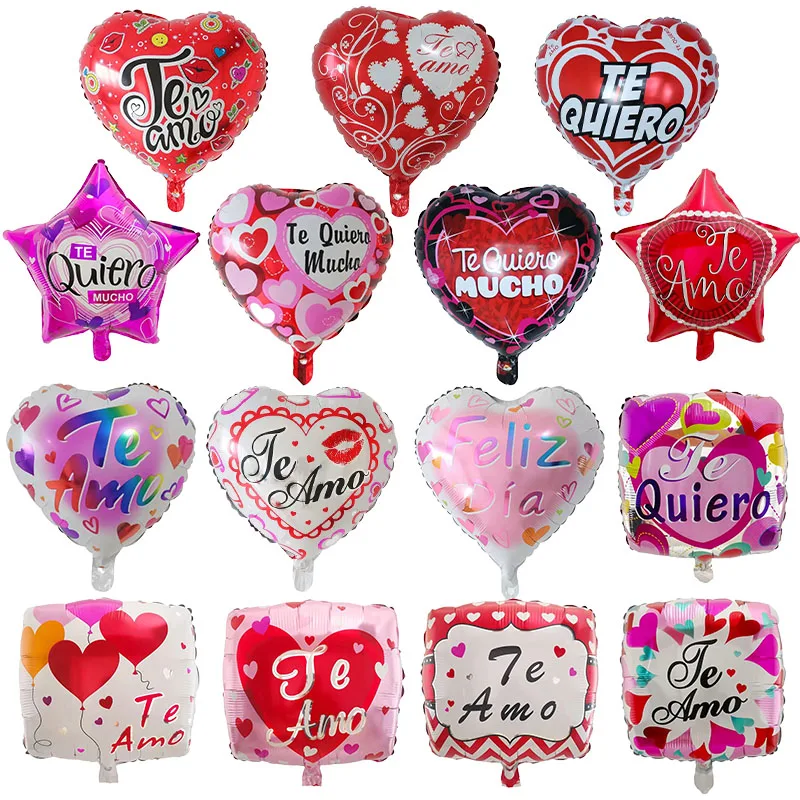 10 шт 18inch TE AMO испанский I love you Фольга воздушных шаров в форме сердца Форма гелиевый