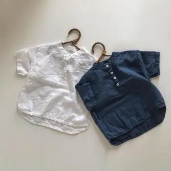

2020 Infant Solid Color Summer New Tops Boys And Girls Baby Breathable Cotton Short Sleeve T-shirts Little Girl Blouse