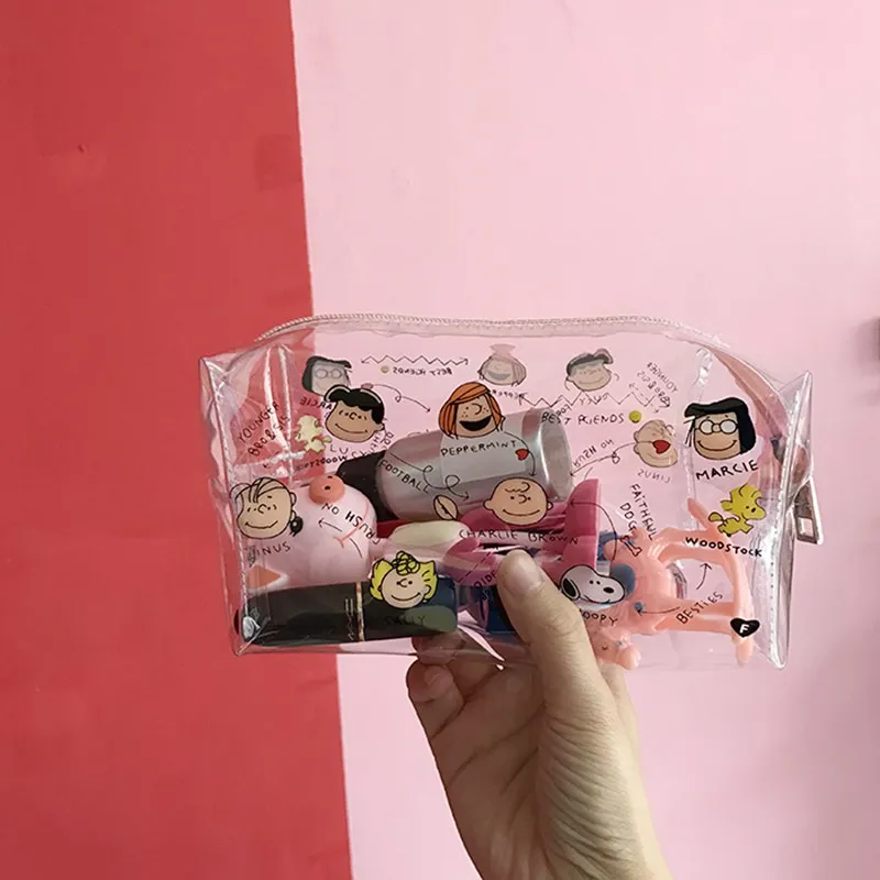  Cartoon Transparent Cosmetic Bag Women PVC Makeup Beauty Bag Storage Pouch Travel Waterproof Portab