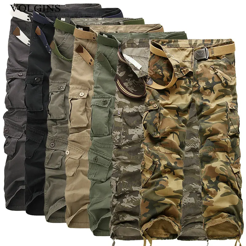 Streetwear Mens Cargo Pants Khaki Military Men Trousers Casual Cotton Tactical Pants Men Big