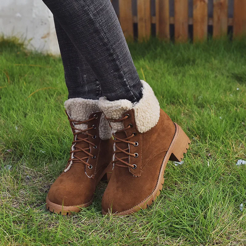 Size 35-43 High Quality Faux Suede Winter Ankle Boots Thick Plush Keep Warm Snow Boots Woman Shoes Botas mujer Black Brown