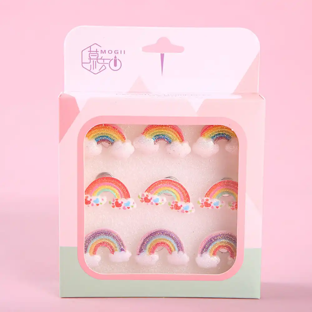 9 Pcs Box Creative Rainbow Tack Drawing Pins Wall Tacks Decorative