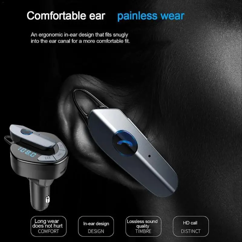 Bluetooth fm-передатчик Наушники Громкая связь плеер двойной зарядное устройство USB подходит для всего оборудования и транспортного средства