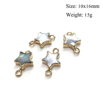 

Natural Shell Charms Double Hole Connector Star Shape Pendants For Jewelry Making Bracelet DIY Necklace Accessories Size 10x16mm