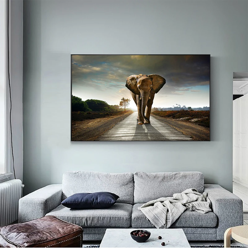 Oil Painting on Canvas Pop Art Poster and Print Abstract Art Wall Picture for Living Room Decor Africa Elephant Animal Landscape
