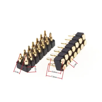 

2pcs Spring Loaded Pogo Pin Connector 14 Pin 7.0 mm Height PCB Surface Mount Dual Row 2.54 mm Pitch 2x7 Position Gold Plated SMD