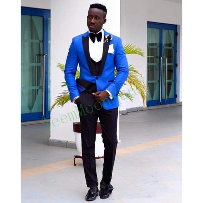 

Мужские смокинги для жениха Terno Masculino с одной пуговицей, мужские костюмы для свадьбы/выпускного вечера, блейзер для мужчин, 3 предмета (пиджак + брюки + жилет + Бант)