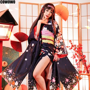 

Anime! Bishoujo Mangekyou 5 Renge Black Printing Kimono Gorgeous Uniform Cosplay Costume Halloween Women 2020 NEW Free Shipping