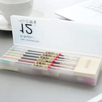 

12Pcs Colorful Transparent Pens Kawaii Painting Gel Pens Art 0.5mm Pens With Pen Case For Girls Gifts School Office Stationery