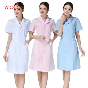 

WICCON 2020 New Women Short-sleeve Medical Coat Clothing Physician Services Uniform Nurse Clothing Protect Lab Coats Clothes