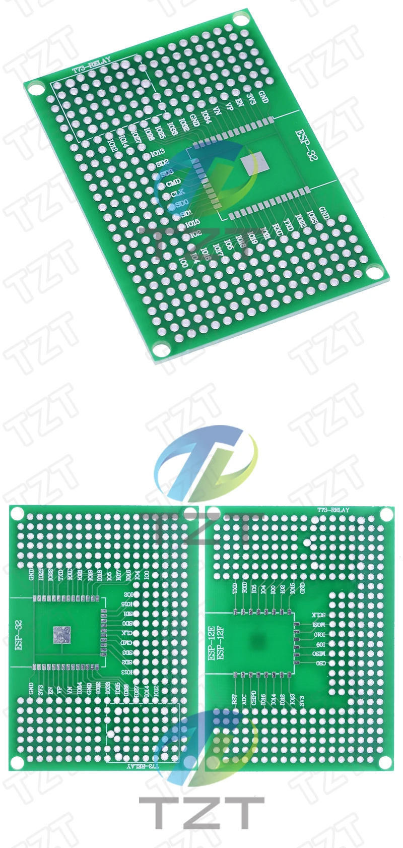 1/3 Stück 5x7CM Doppelseitige Prototyp-Platine TZT Breadboard Protoshield für ESP-12F ESP-12E ESP32 ESP32S – Detail 3