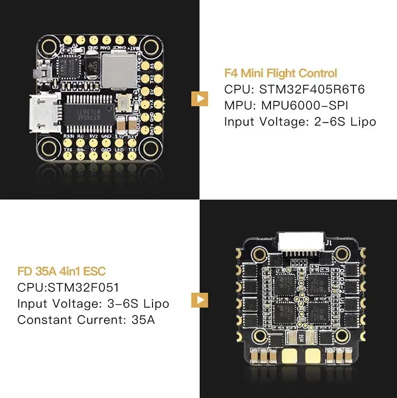 HGLRC FD435 стек FD F4 мини Контроллер полета 35A Blheli_32 3-6S 4 в 1 ESC 20x20 мм для радиоуправляемого дрона FPV гоночные мультироторные детали