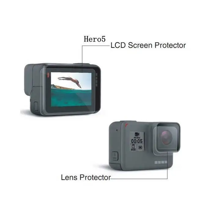 Закаленная пленка для Gopro Hero 7 6 5 Защитная закаленный экран Go Pro черная Экшн-камера