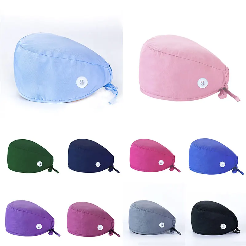 

Wholesale Unisex Cotton Solid Color Hats Adjustable Scrub Hat Beauty Salon Working Cap Laboratory Pet Shop Scrub Cap