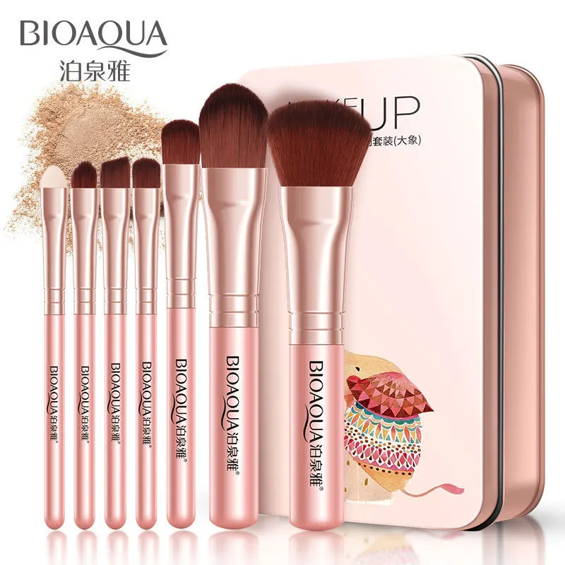 

7pcs Makeup Brushes Set With Case Eye Shadow Foundation Powder Sponge Make Up Brush Bronzer Blush Beauty Cosmetic Tools Set