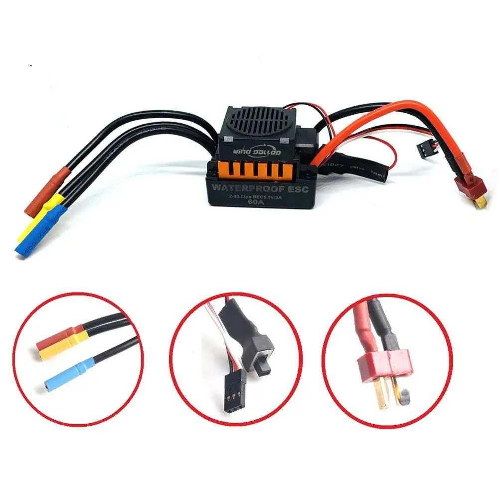 

GoolRC Waterproof 45A 60A RC Brushless ESC BEC Car Parts Electric Speed Controller with 5.8V 3A BEC for 1/10 RC Car Truck