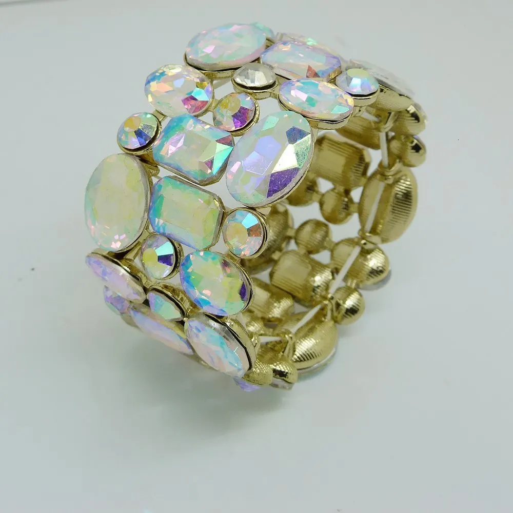 Новое поступление, модный эластичный браслет из хрустального стекла для женщин, золотой, белый, разноцветный браслет, ювелирный аксессуар