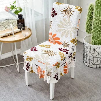 

Spandex Flower Printing Slipcover Stretch Skirt Elastic Chair Cover for Kictchen Wedding Party Banquet Seat Cover Hotel Dining