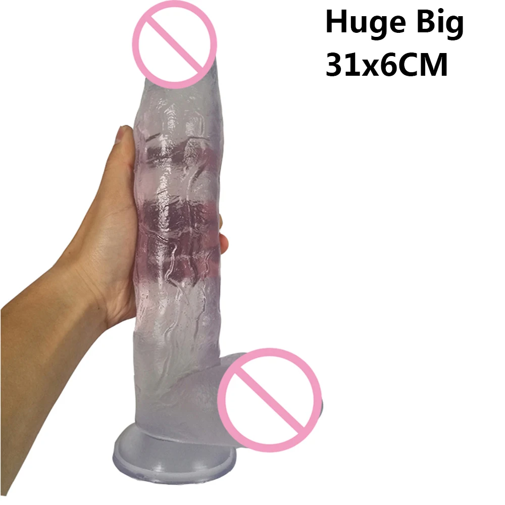 Прозрачный реалистичный огромный фаллоимитатор 31*6 см для женщин гигантские