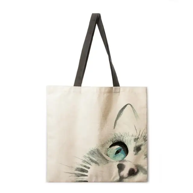 Foldable shopping bag black cat handbag lady shoulder bag lady leisure handbag outdoor beach handbag 9