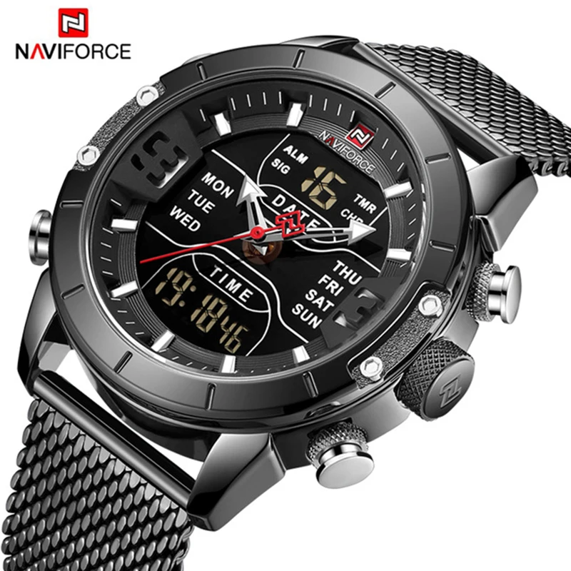 NAVIFORCE мужские часы Дата Неделя спортивные мужские s часы лучший бренд Роскошные военные бизнес нержавеющая сталь кварцевые мужские часы