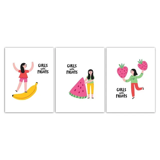 Art-Fashion-Nordic-Style-Poster-Print-Fruit-Banana-Watermelon-Strawberry-And-Girl-Canvas-Paintings-Kids-Room.jpg_640x640 (3)