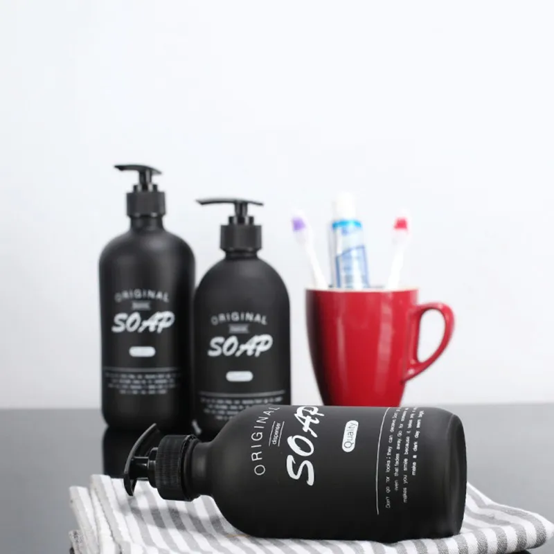 

500ml Retro Style Black Glass Bottle Bath Storage Shampoo Trave Bottle Decorative Soap Household Storage Bottles