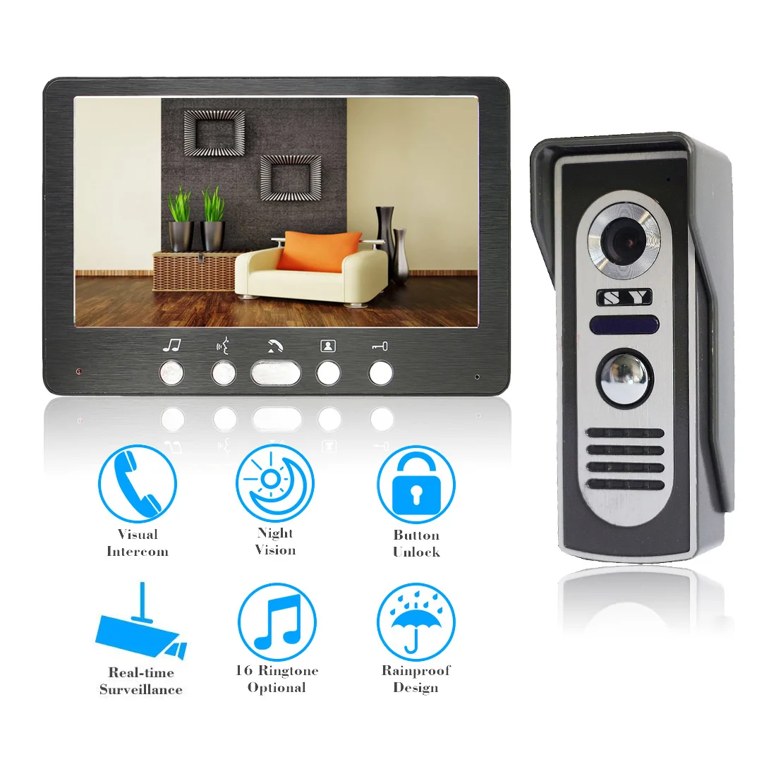 Citofono Per Casa Videocitofono Cablato Da 7 Pollici Sblocca Videocitofono Con Kit Videocamera Visione Notturna Ir Antipioggia