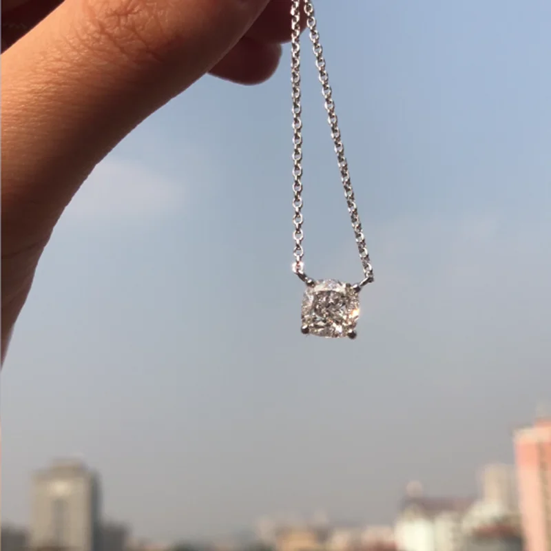 Rainbamabom 925 цельное Стерлинговое Серебро, изготовленное из муассанита драгоценного камня, свадебное обручальное ожерелье с подвеской, хорошее ювелирное изделие
