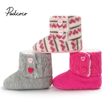 

Baby Girls Shoes Winter Snow Boots Warm Leather Fur Baby Botas Waterproof Infant Boot Boys Bootie Shoes Non-slip Love Button
