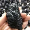 Cute Natural Stone Black Obsidian Handmade Carved Egyptian owl God Animal Powerful Statue For Home Decoration Gift 3